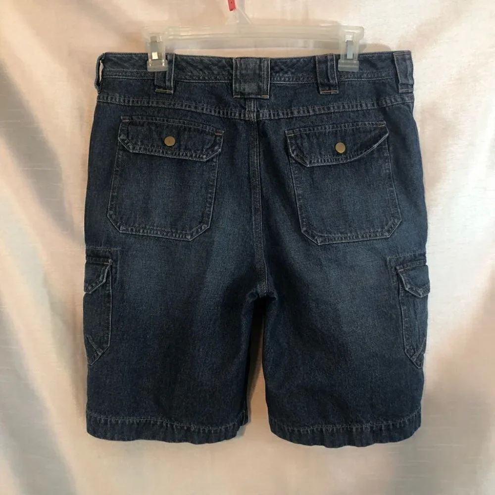 Duluth Trading  Cargo Jean Shorts Med Wash High Rise Ladies 12 - Picture 10 of 10